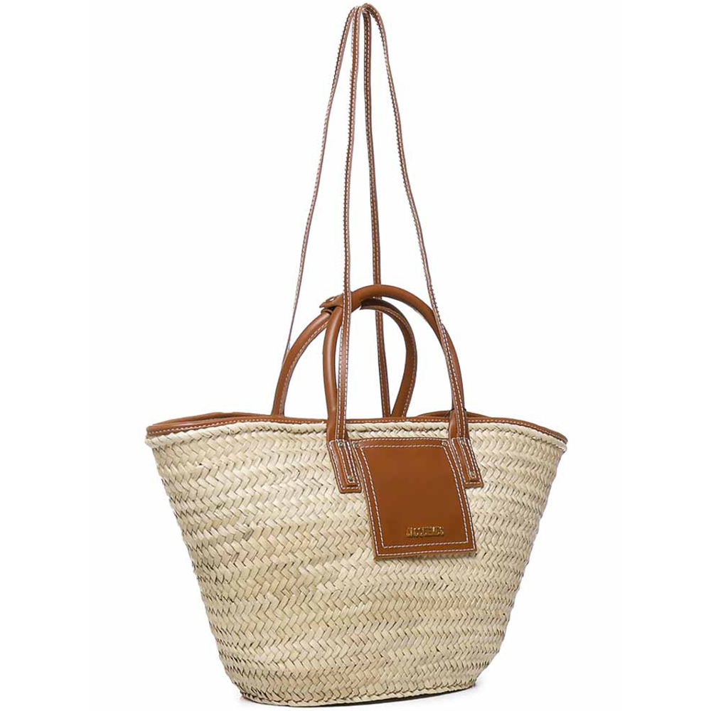 JACQUEMUS Woven Straw Tote Bag With Leather Trim And Handles - Picture 3 of 4